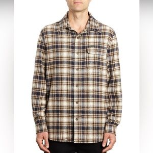 Plaid Stanley Shirt in Cream/Navy Size XL